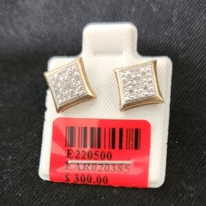 Men's Gold Vermeil Square Diamond Earrings 0.10CTW